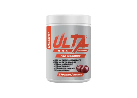Передтренувальний комплекс Sporter Ulta Max Pre-Workout + Caffeine вишня, 370 г