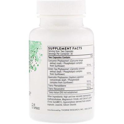 Ресвератрол, Птеростільбен, Куркумін Thorne Research PolyResveratrol-SR, 60 капсул
