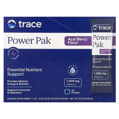 Електроліти Trace Minerals Electrolyte Stamina Power Pak зі смаком ягоди асаї, 30 пакетів