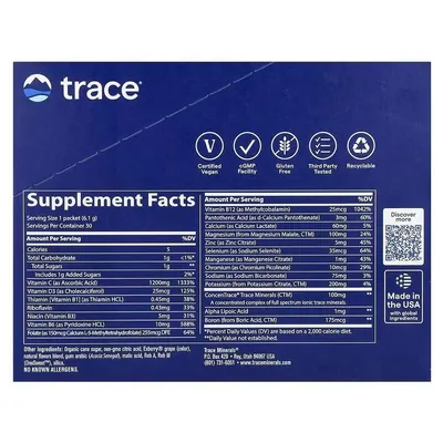 Електроліти Trace Minerals Electrolyte Stamina Power Pak зі смаком ягоди асаї, 30 пакетів
