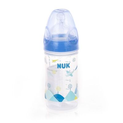 Бутылочка Nuk Classic First Choice с соской из силикона, 1 размер, голубая, 150 мл