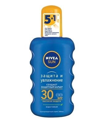Спрей солнцезащитный Nivea Sun Защита и увлажнение, SPF 30, водостойкий, 200 мл