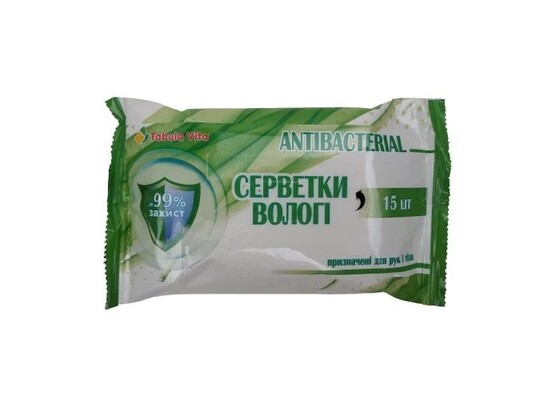 Салфетки влажные Табула Вита антибактериальные, 15 штук