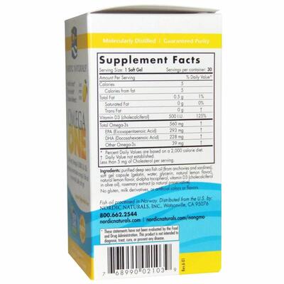 Омега-3+ D3 Nordic Naturals Omega One 560 мг/500 МЕ, 30 мягких капсул