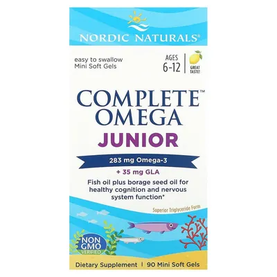 Омега Nordic Naturals Complete Omega Junior для підлітків, лимон, міні-капсули м'які №90