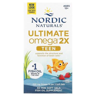 Омега Nordic Naturals Ultimate Omega 2X Teen для подростков, клубника, мини-капсулы мягкие №60
