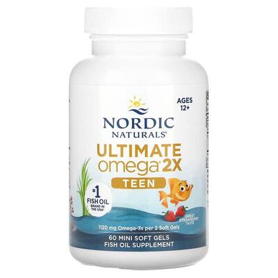 Омега Nordic Naturals Ultimate Omega 2X Teen для подростков, клубника, мини-капсулы мягкие №60