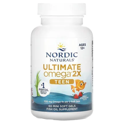 Омега Nordic Naturals Ultimate Omega 2X Teen для підлітків, полуниця, міні-капсули м'які №60
