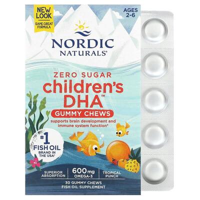 Омега-3 Nordic Naturals Children's DHA Omega-3 600 мг, тропический пунш, жевательная пастилка №30