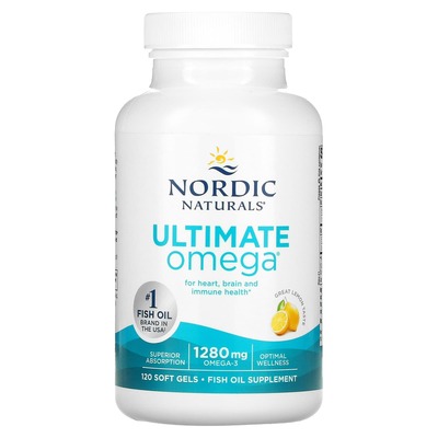 Омега Nordic Naturals Ultimate Omega 1280 мг, лимон, 120 капсул