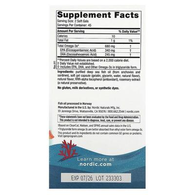Омега Nordic Naturals Ultimate Omega Junior для подростков 680 мг, 90 капсул