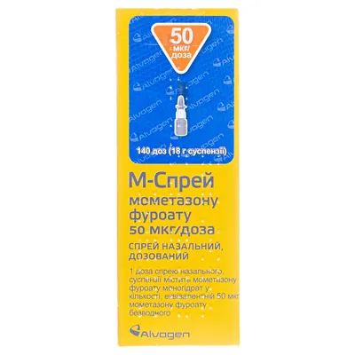 М-спрей спрей наз., доз. 50 мкг/дозу по 140 доз (18 г) у пляш. з насос.-розпил.