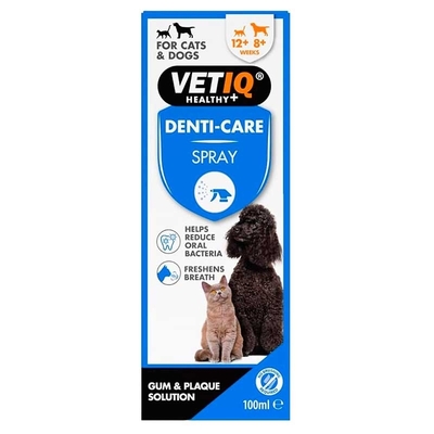 Спрей VetIQ Denti-Care для защиты десен, очищения зубов, свежести дыхания у кошек и собак, 100 мл