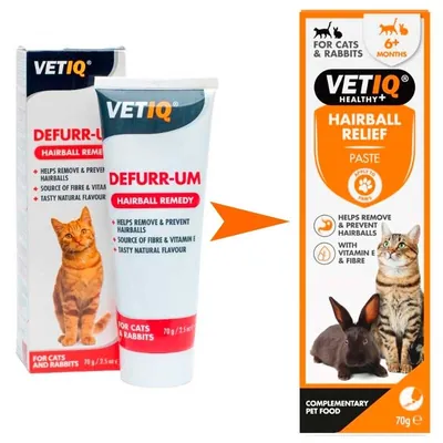 Паста VetIQ Hairball Relief для виведення шерсті у котів і кроликів, 70 г