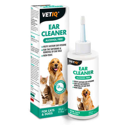 Средство VetIQ Ear Cleaner бесспиртовое с аппликатором для очистки ушей кошек и собак, 100 мл