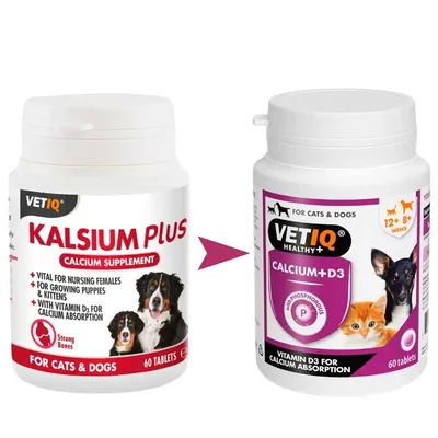 Вітамінний комплекс VetIQ Calcium+ D3 із кальцієм і вітаміном D3 для собак і котів, 60 таблеток