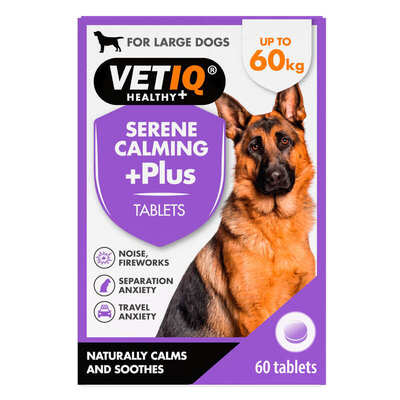 Таблетки успокаивающие VetIQ Serene Calming Plus для гиперактивных, нервных собак средних и крупных пород, 60 штук