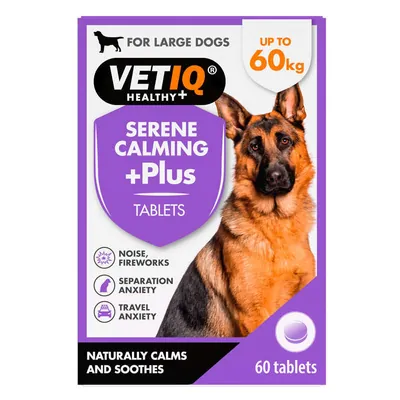 Таблетки заспокійливі VetIQ Serene Calming Plus для гіперактивних, нервових собак середніх та великих порід, 60 штук