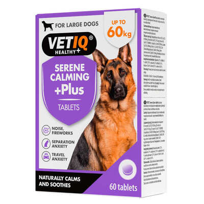 Таблетки успокаивающие VetIQ Serene Calming Plus для гиперактивных, нервных собак средних и крупных пород, 60 штук