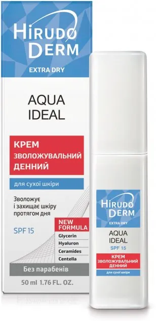 Крем для обличчя Hirudo Derm Extra Dry Aqua Ideal SPF15 денний зволожуючий, 50 мл