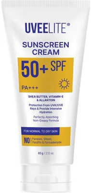 Крем сонцезахисний Uveelite УФ-лайт SPF50+ захист і зволоження, нормальна та суха шкіра, 60 г