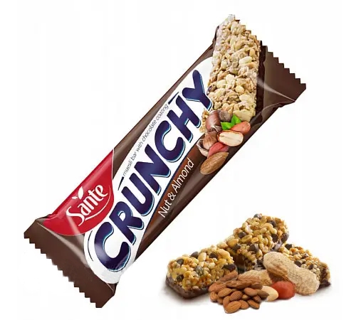 Батончик Sante Crunchy Bar Nuts And Almonds With Chocolate, 40 г