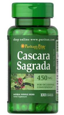 Каскара Саграда Puritan's Pride Cascara Sagrada 450 мг, 100 капсул