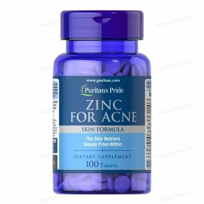 Цинк від акне Puritan's Pride Zinc for Acne, 100 таблеток