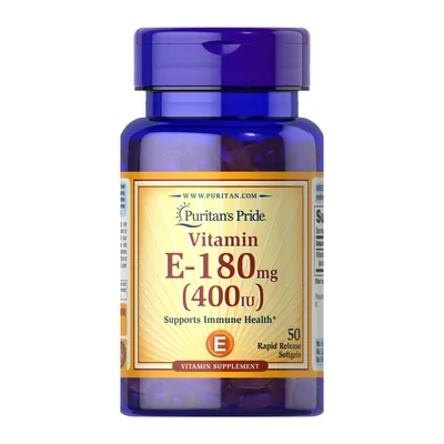 Вітамін Е  Puritan's Pride Vitamin E-400 IU (180 мг), 50 гелевих капсул