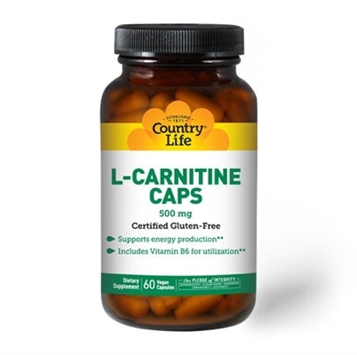 L-карнитин Country Life L-Carnitine 500 мг, 60 капсул
