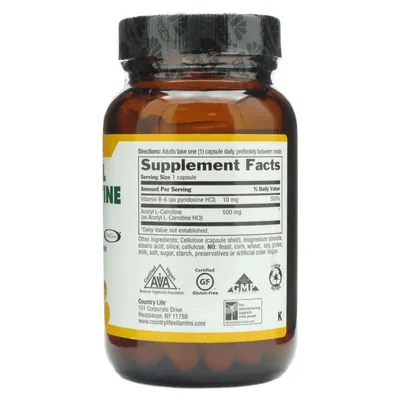 L-карнітин Country Life L-Carnitine 500 мг, 60 капсул