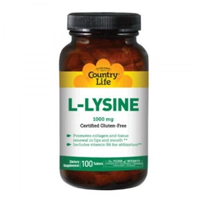 L-лізин Country Life L-Lysine 1000 мг, 100 таблеток