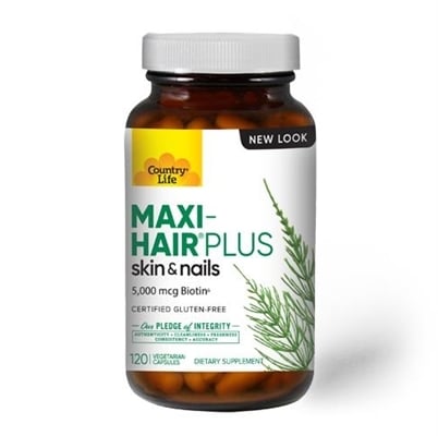 Витамины для волос, кожи и ногтей Country Life Maxi-Hair Plus skin & nails, 120 вегетарианских капсул