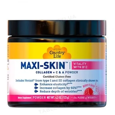 Комплекс Country Life Maxi-Skin Vitality, з вітаміном В12, 123 г