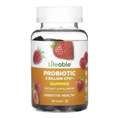 Пробіотики Lifeable Probiotic 2 млрд КУО смаком натуральних ягід, 60 жувальних мармеладок