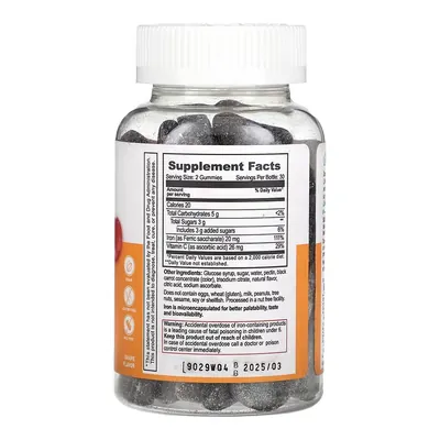 Залізо з вітаміном С Lifeable Iron + Vitamin C зі смаком винограду, 60 жувальних мармеладок