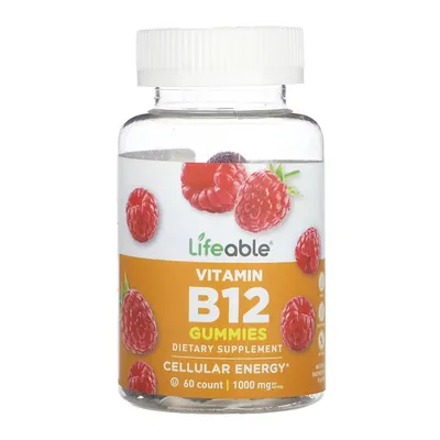 Вітамін B12 Lifeable Vitamin B12 зі смаком малини, 60 жувальних цукерок