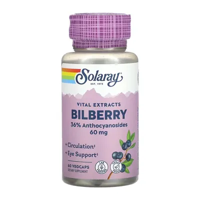 Чорниці екстракт Solaray Bilberry Berry Extract 60 мг, 60 вегетаріанських капсул