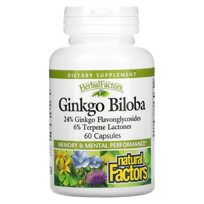 Гінкго білоба Natural Factors HerbalFactors Ginkgo Biloba, 60 капсул