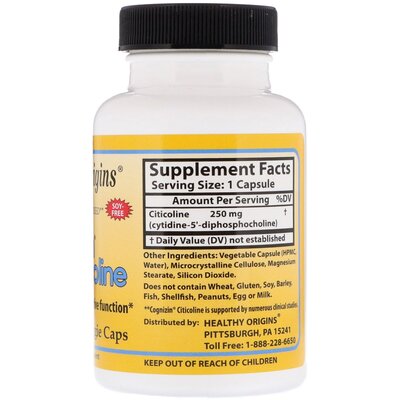 Когнитин цитиколина Healthy Origins Cognizin Citicolinee 250 мг, 60 капсул