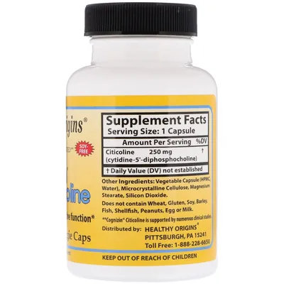 Когніцін цитиколіну Healthy Origins Cognizin Citicolinee 250 мг, 60 капсул