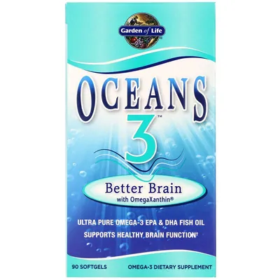 Омега-ксантин для мозкової активності Garden of Life Oceans 3 Better Brain with OmegaXanthin, 90 м'яких желатинових капсул