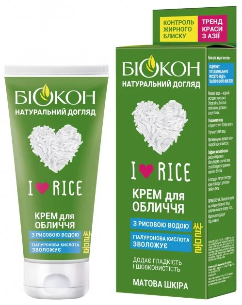 Крем для обличчя Біокон Натуральний Догляд I love rice зволоження та матування, 60 мл