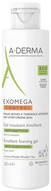 Гель для душу A-Derma Exomega Control пом'якшувальний, 200 мл