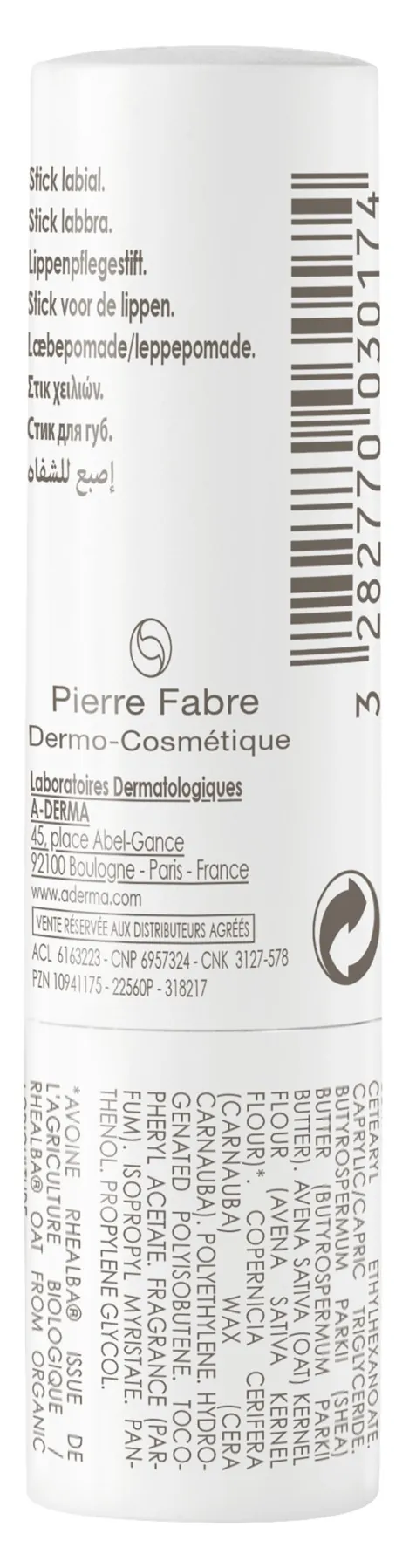 Стік для губ A-Derma, 4 г