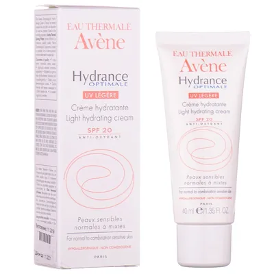 Крем для обличчя Avene Hydrance Optimale UV Legere SPF20 легкий зволожуючий для нормальної та комбінованої, чутливої шкіри, 40 мл
