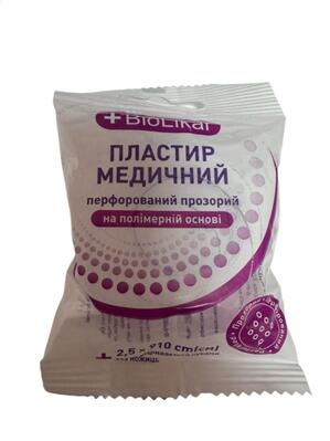 Пластир медичний Biolikar на полімерній основі перфорований, прозорий 2,5 см x 910 см