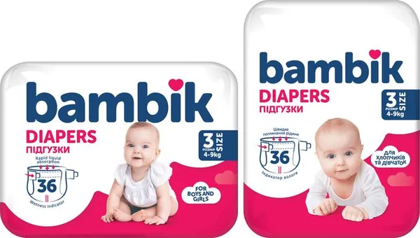 Підгузки Bambik Jumbo Midi, розмір 3, 4-9 кг, 36 шт
