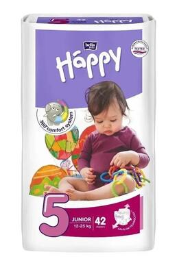 Подгузники Happy Bella Baby Junior, размер 5, вес 12-25 кг, 42 шт