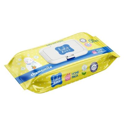 Салфетки влажные Baby Zaya детские Ромашка, с клапаном, 120 шт